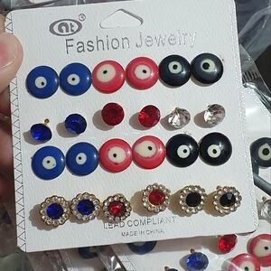 Evil eye 12 pairs of earrings